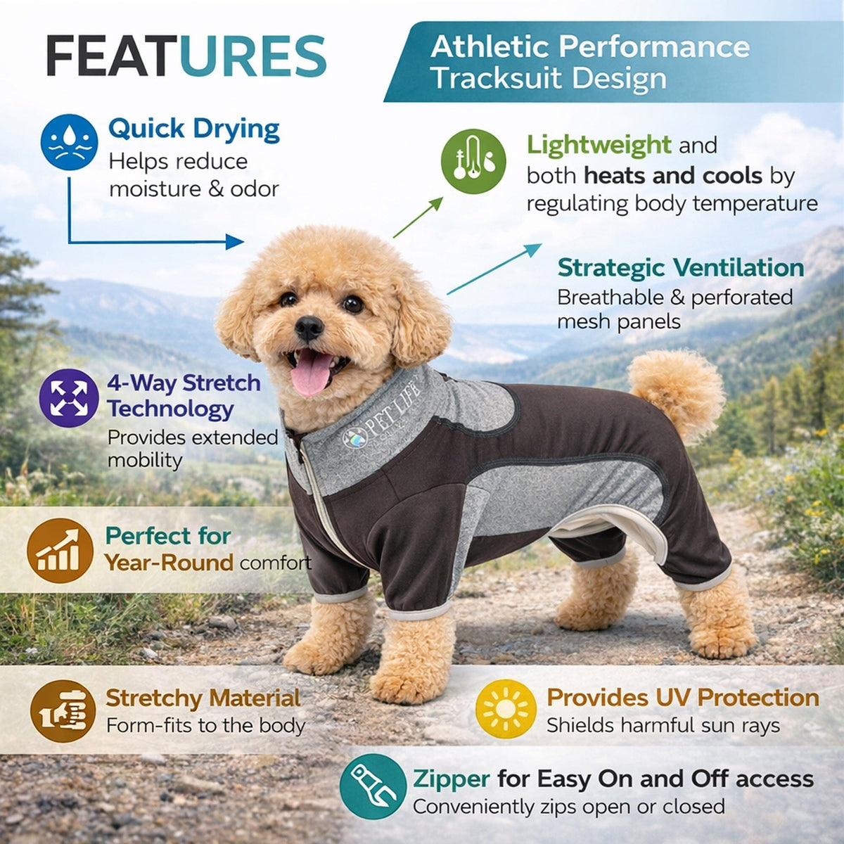 Pet Life ® Active 'Warm-Pup' Stretchy and Quick-Drying Fitness Dog Yoga Warm-Up Tracksuit by Pet Life