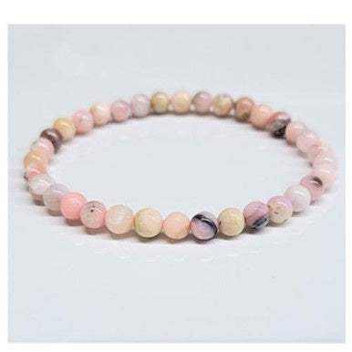 Pink Opal Round Bead Bracelet - Stone of Emotional Renewal by Sacred Crystals