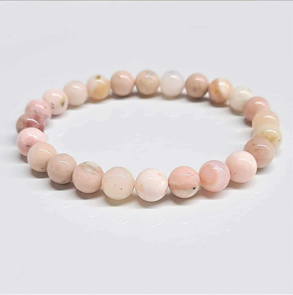Pink Opal Round Bead Bracelet - Stone of Emotional Renewal by Sacred Crystals