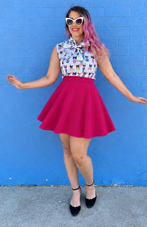 Harper Skater Skirt in Pink by Retrolicious