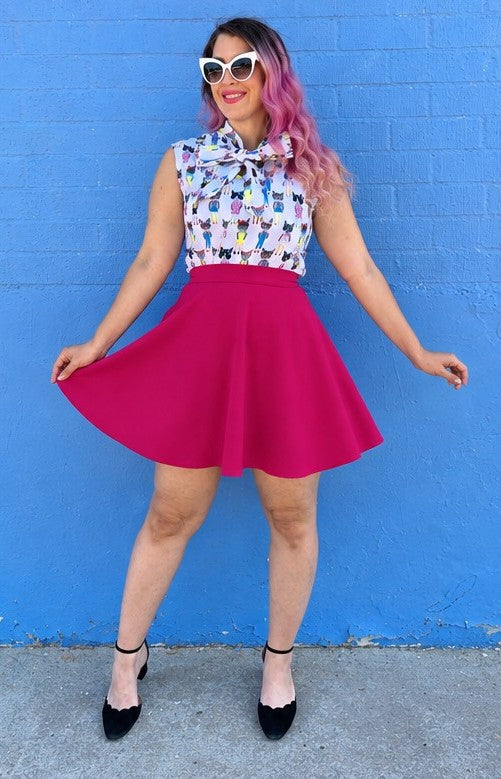 Harper Skater Skirt in Pink by Retrolicious