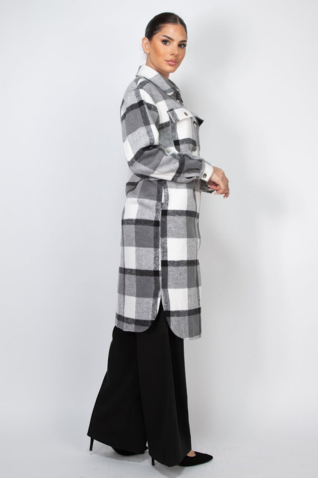 Plaid Buttoned Shacket Coat by Tigbul's Variety Fashion Shop