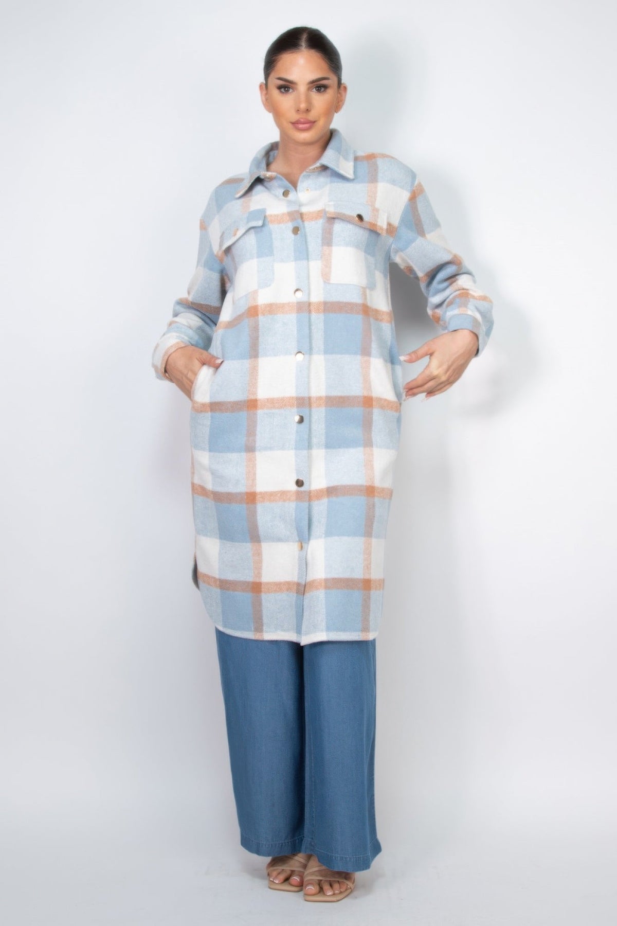 Plaid Buttoned Shacket Coat by Tigbul's Variety Fashion Shop
