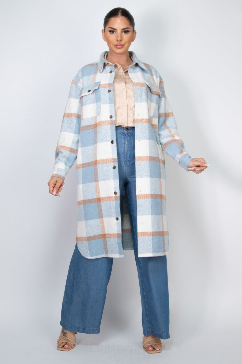 Plaid Buttoned Shacket Coat by Tigbul's Variety Fashion Shop