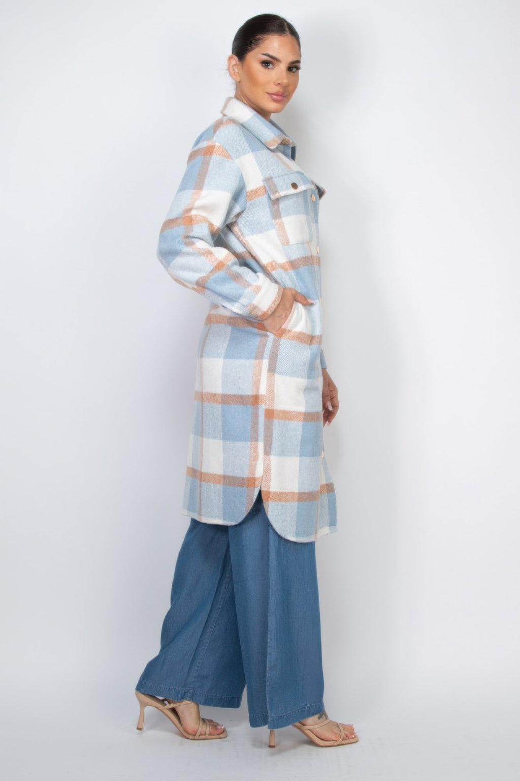 Plaid Buttoned Shacket Coat by Tigbul's Variety Fashion Shop