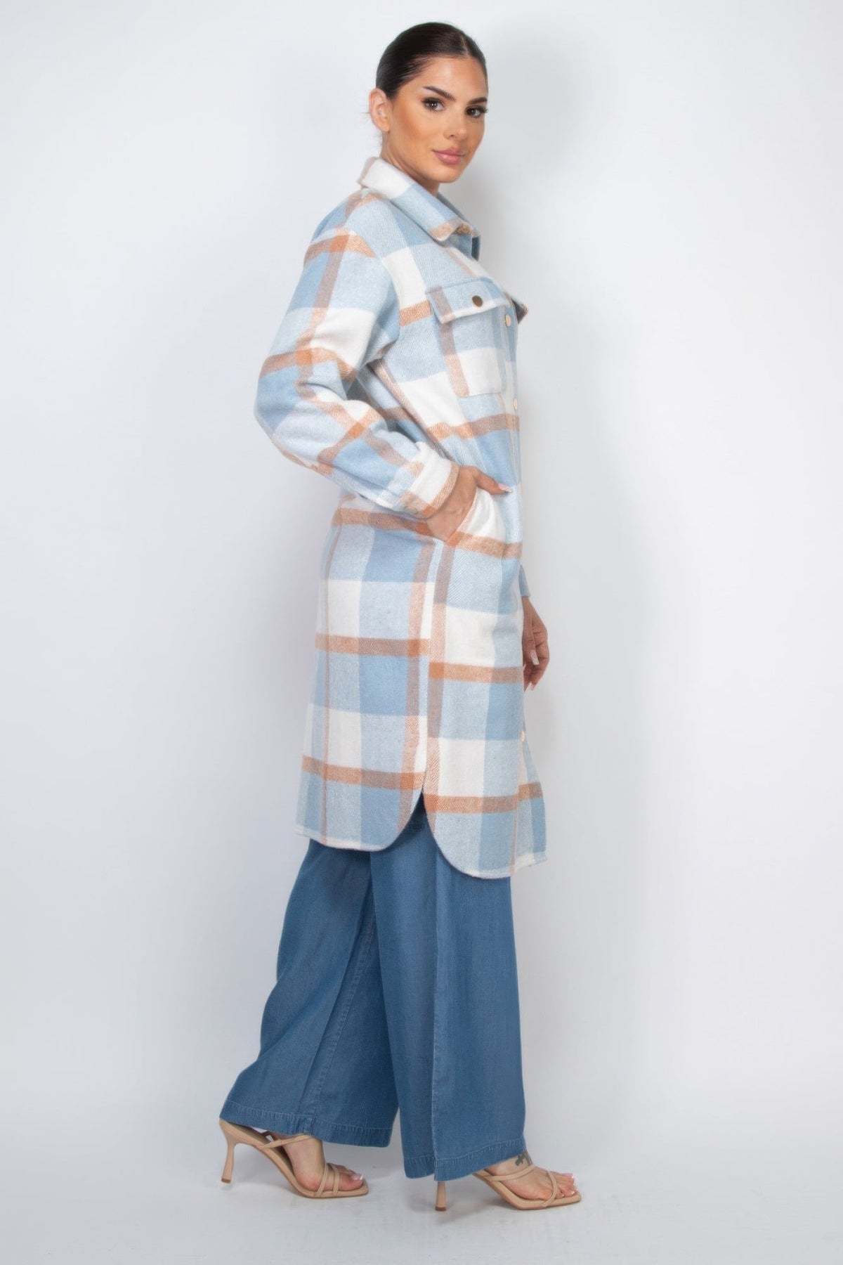 Plaid Buttoned Shacket Coat by Tigbul's Variety Fashion Shop