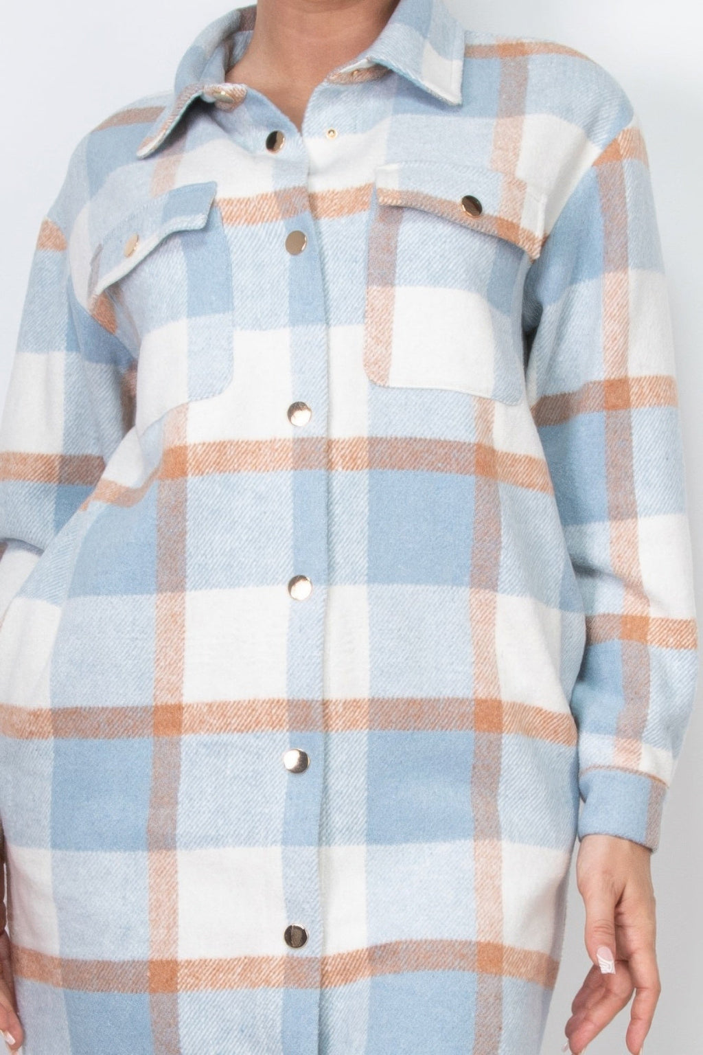 Plaid Buttoned Shacket Coat by Tigbul's Variety Fashion Shop