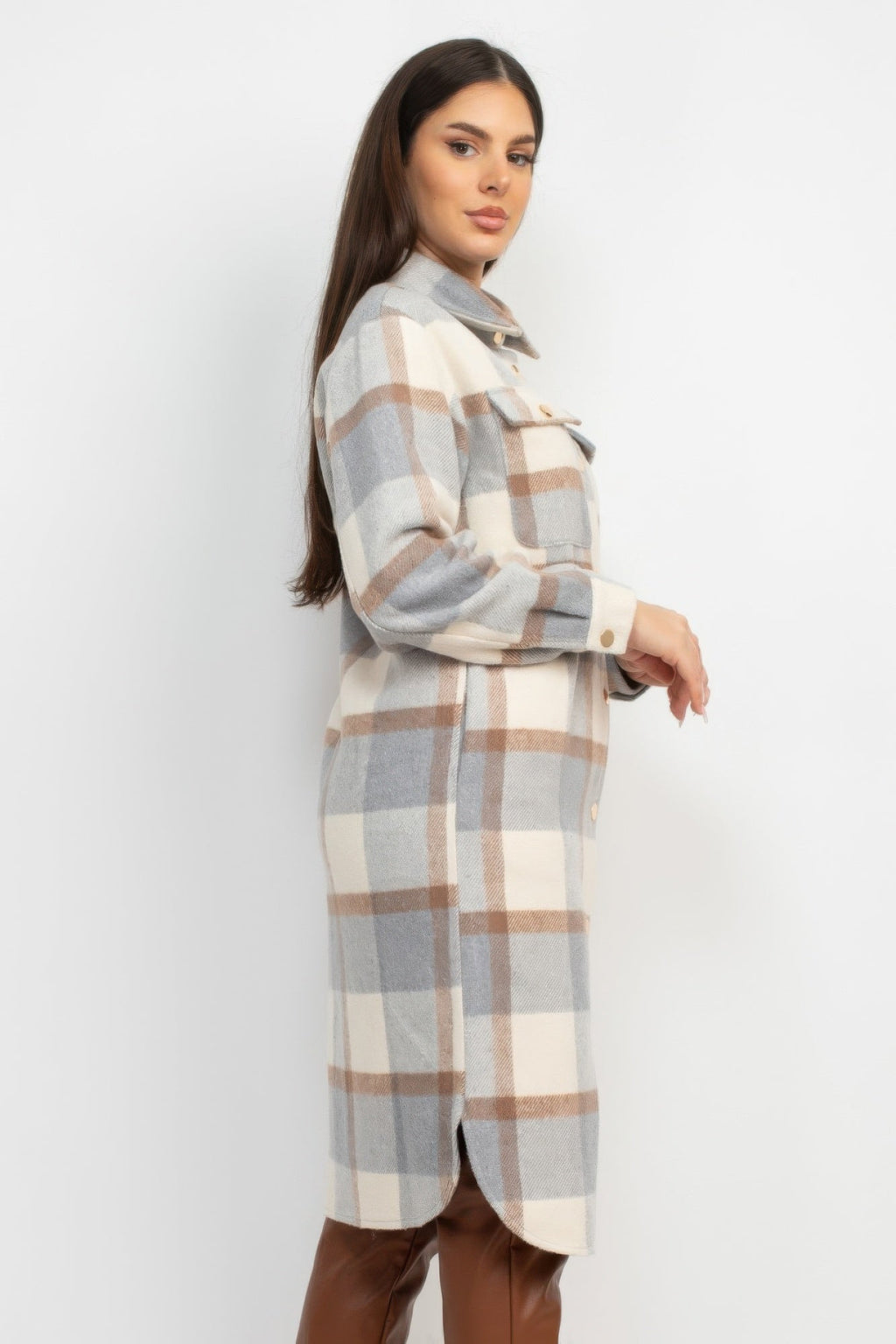 Plaid Buttoned Shacket Coat by Tigbul's Variety Fashion Shop