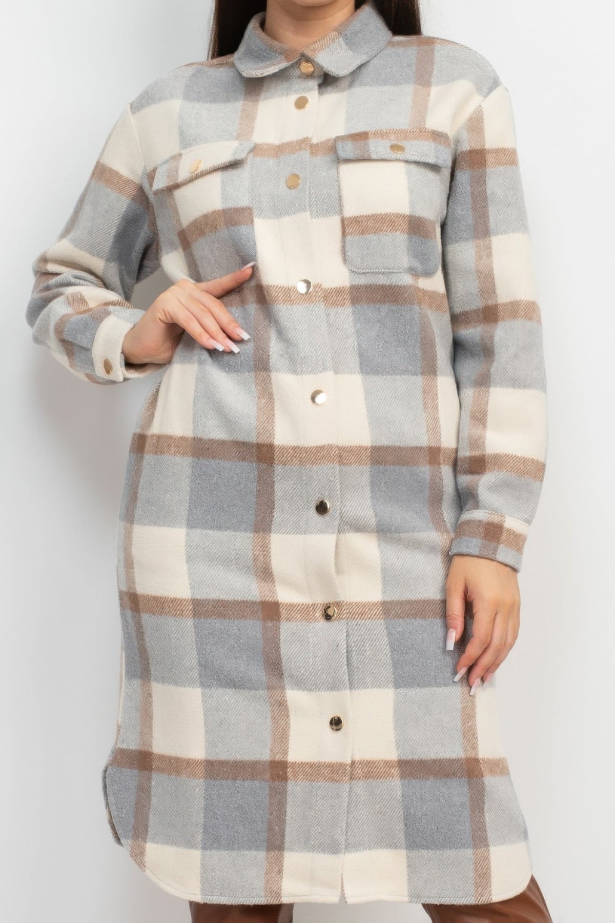 Plaid Buttoned Shacket Coat by Tigbul's Variety Fashion Shop