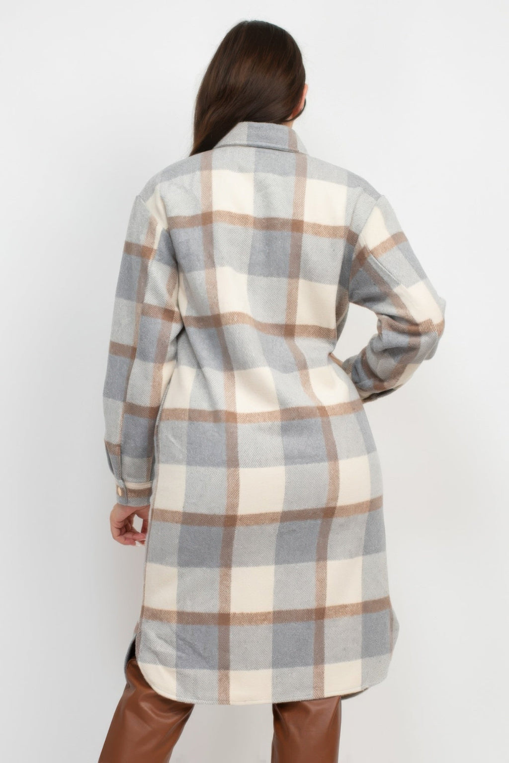 Plaid Buttoned Shacket Coat by Tigbul's Variety Fashion Shop