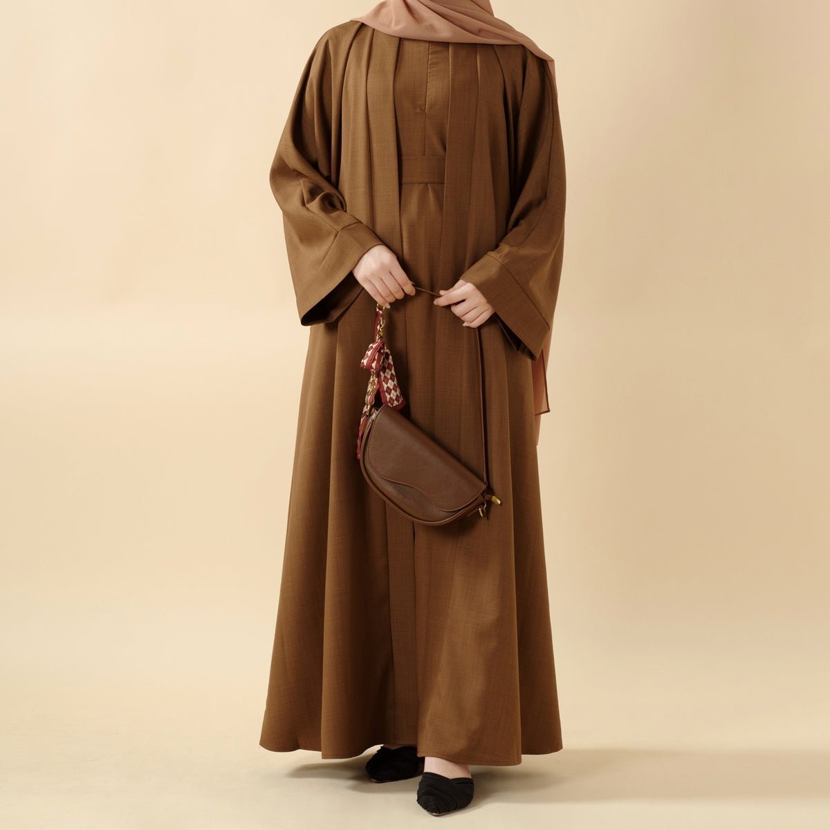 Plain Linen Abaya 3-Piece Set (MOA016) by Mariam's Collection