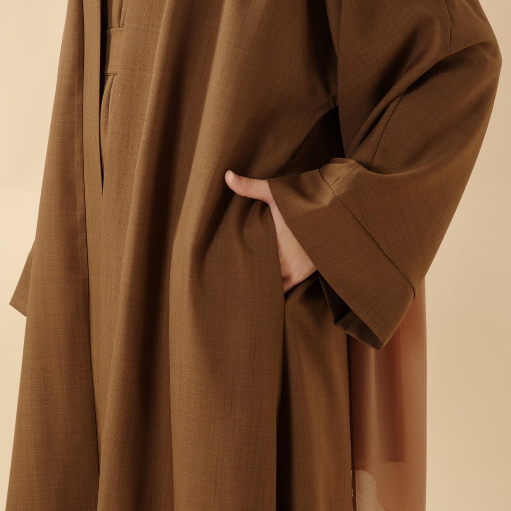 Plain Linen Abaya 3-Piece Set (MOA016) by Mariam's Collection