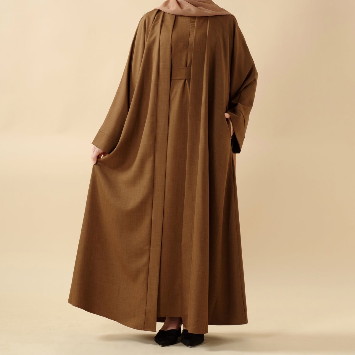 Plain Linen Abaya 3-Piece Set (MOA016) by Mariam's Collection