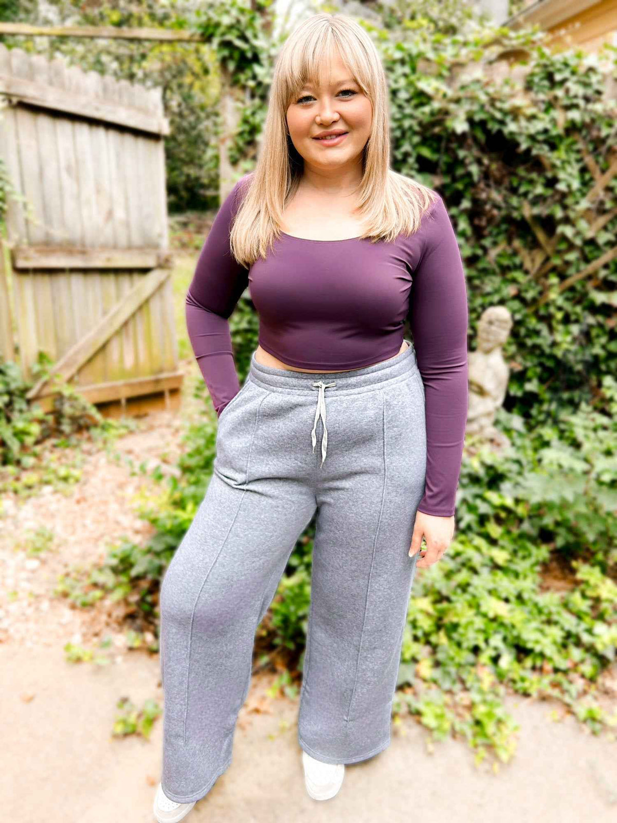 Polly Pinstripe Wide Leg Scuba Sweatpants by Girl Code Couture