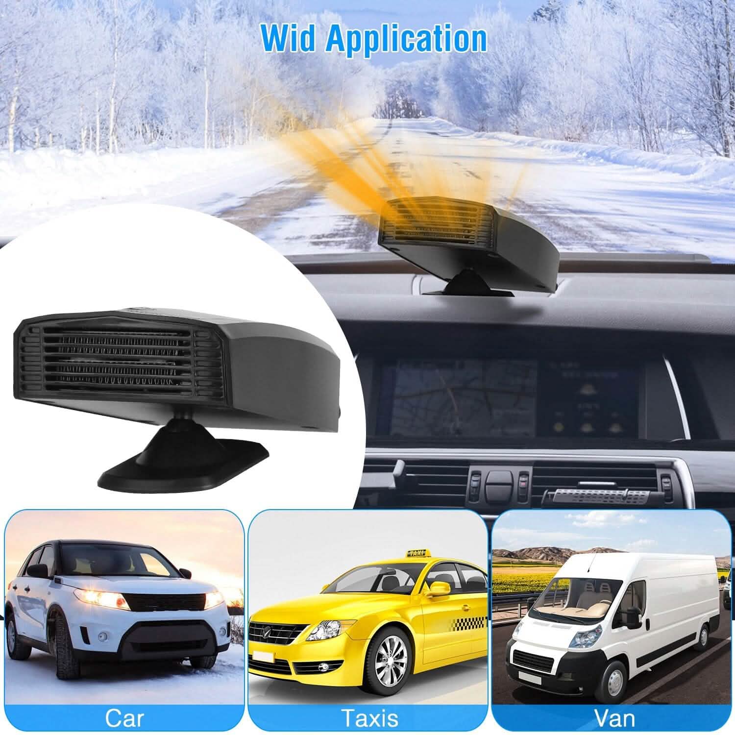 Portable Car Heater Heating Fan 2-in-1 Defroster Defogger Demister Windshield Heater by DailySale