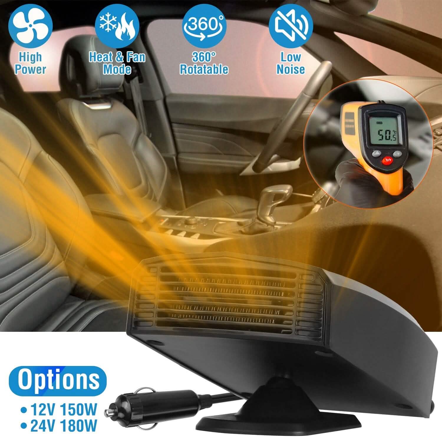 Portable Car Heater Heating Fan 2-in-1 Defroster Defogger Demister Windshield Heater by DailySale