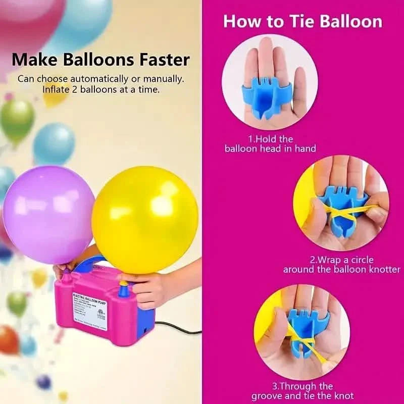 Portable Dual Nozzle Electric Air Balloon Pump and Tying Tool by DailySale