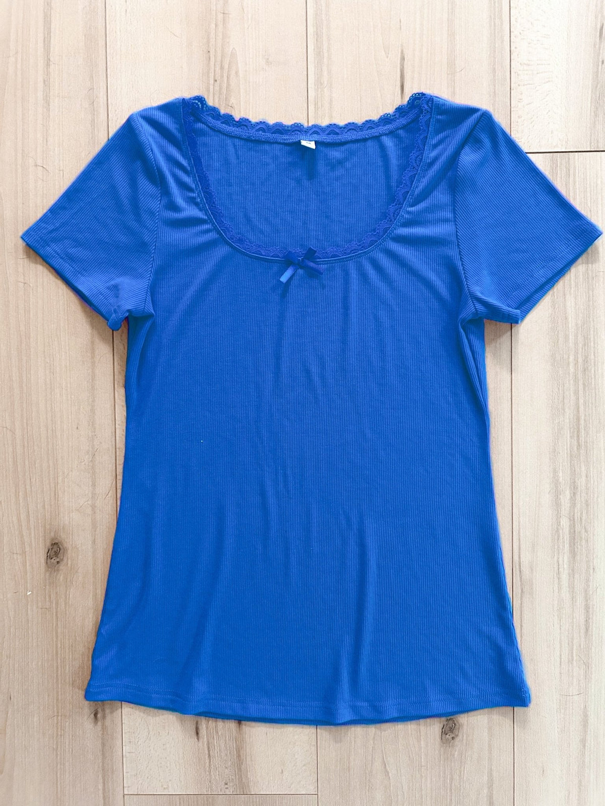 Lace Trim Forever Soft Ribbed Tee by Girl Code Couture
