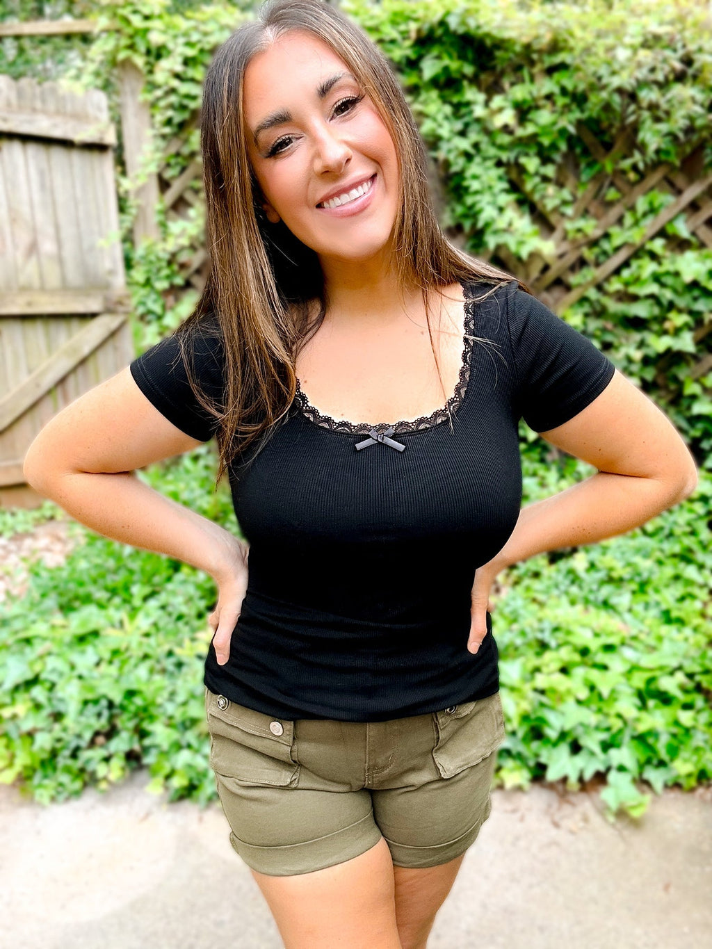 Lace Trim Forever Soft Ribbed Tee by Girl Code Couture
