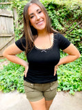 Lace Trim Forever Soft Ribbed Tee by Girl Code Couture