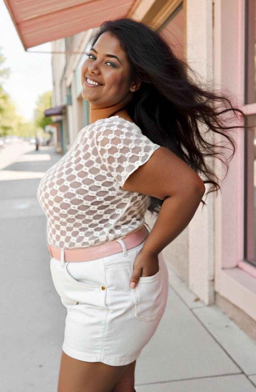 Sheer Daisy & Lace Short Sleeve Top by Girl Code Couture