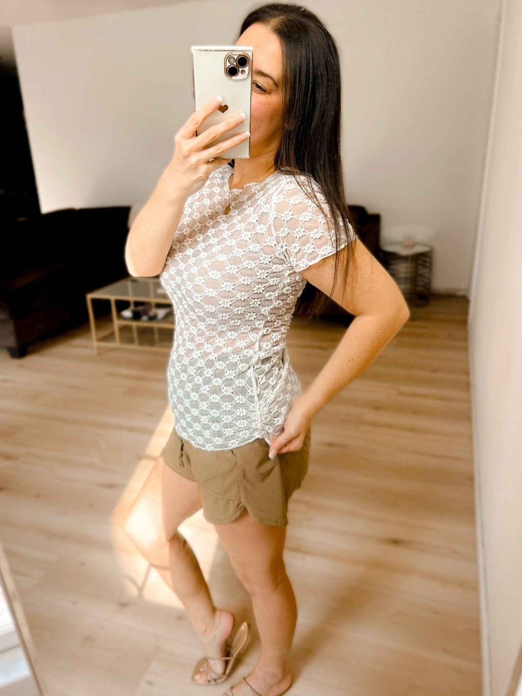 Sheer Daisy & Lace Short Sleeve Top by Girl Code Couture