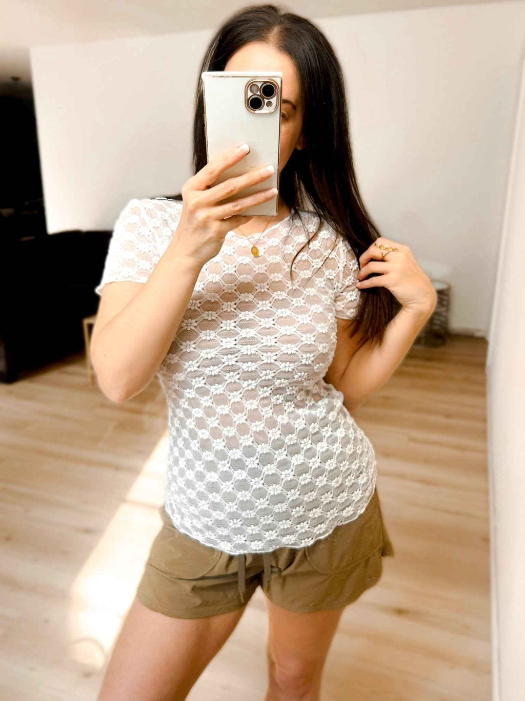 Sheer Daisy & Lace Short Sleeve Top by Girl Code Couture