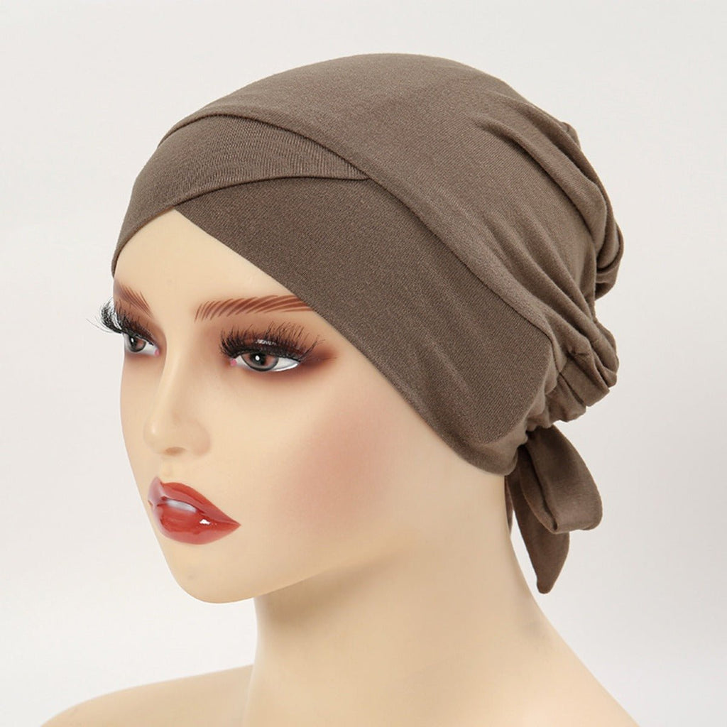 Premium Mercerized Cotton Cross-Strap Design Hijab Cap with Adjustable Brim (MH116) by Mariam's Collection