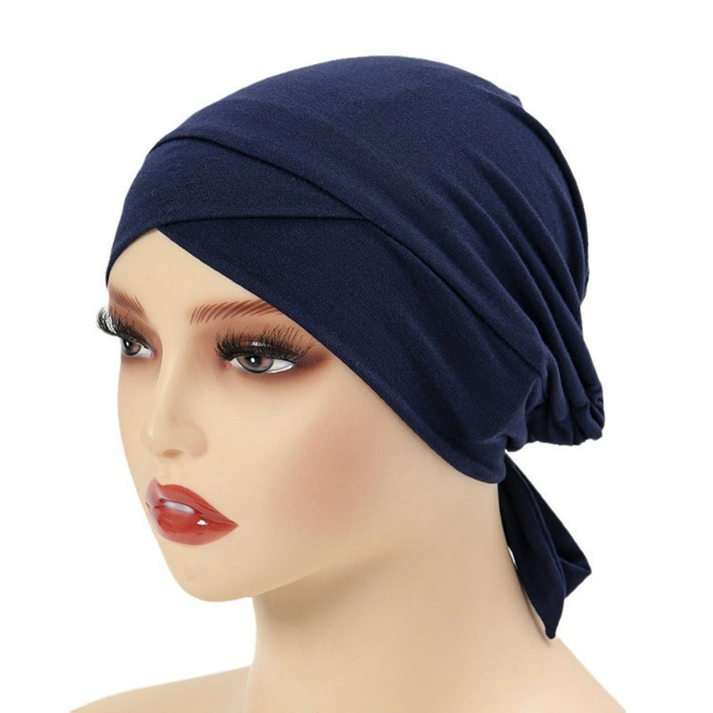 Premium Mercerized Cotton Cross-Strap Design Hijab Cap with Adjustable Brim (MH116) by Mariam's Collection