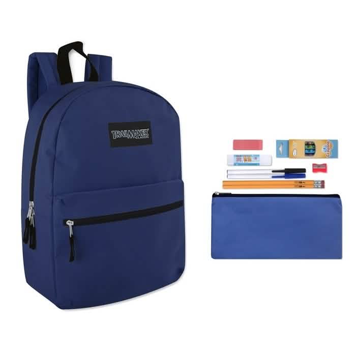 Trailmaker Classic 17 Inch Backpack + 12 Piece School Supply Kit by DailySale