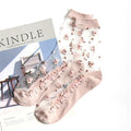 Silk Flower Print Transparent Socks by Kore Kawaii