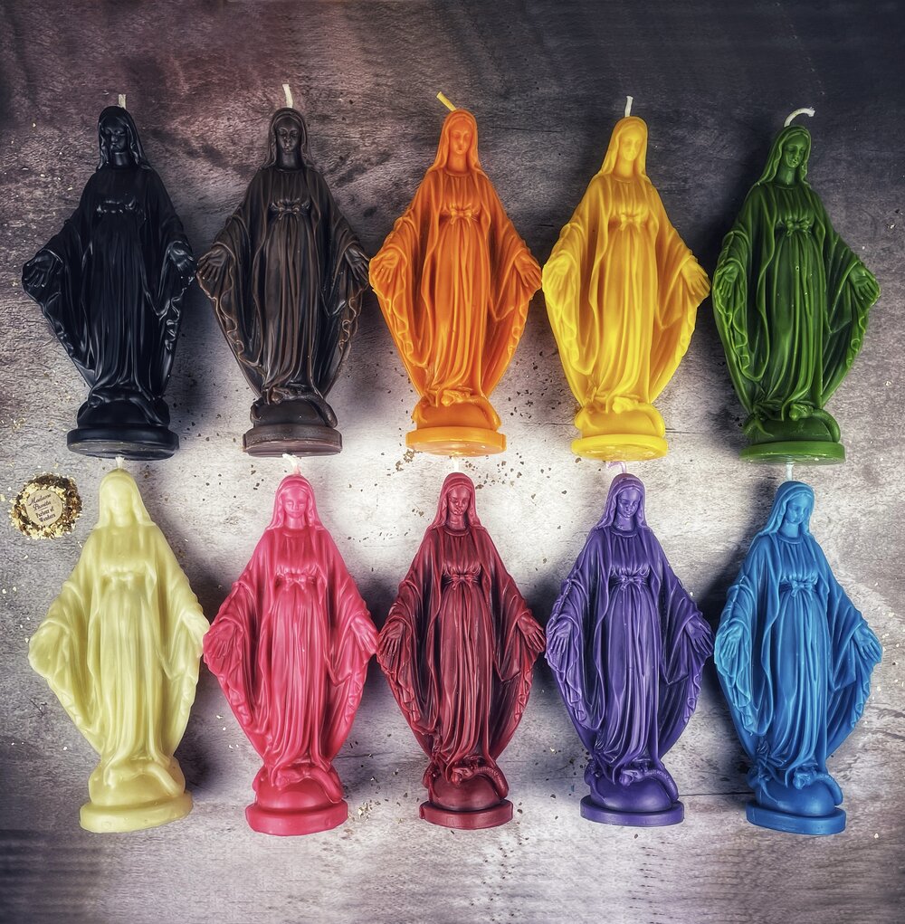 Beeswax Queen of Heaven Spell Candle - Divine Protection & Unconditional Love Magic by Parlour of Wonders