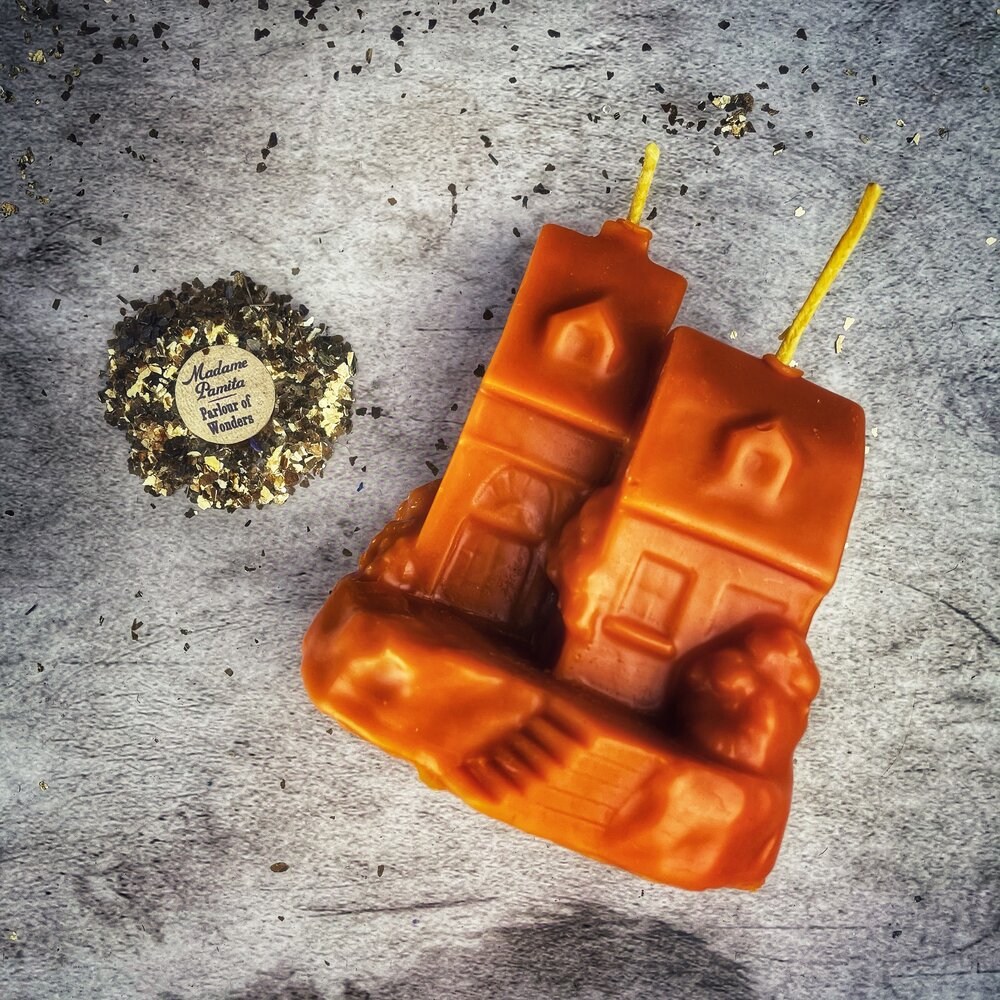 Beeswax Happy House Spell Candle - Home Protection, Harmony & Blessings Magic by Parlour of Wonders