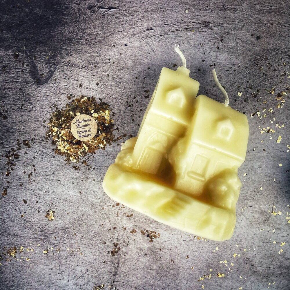 Beeswax Happy House Spell Candle - Home Protection, Harmony & Blessings Magic by Parlour of Wonders