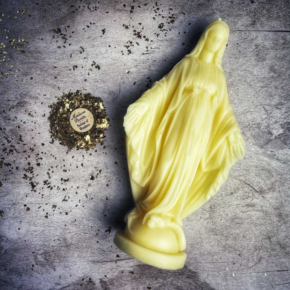 Beeswax Queen of Heaven Spell Candle - Divine Protection & Unconditional Love Magic by Parlour of Wonders
