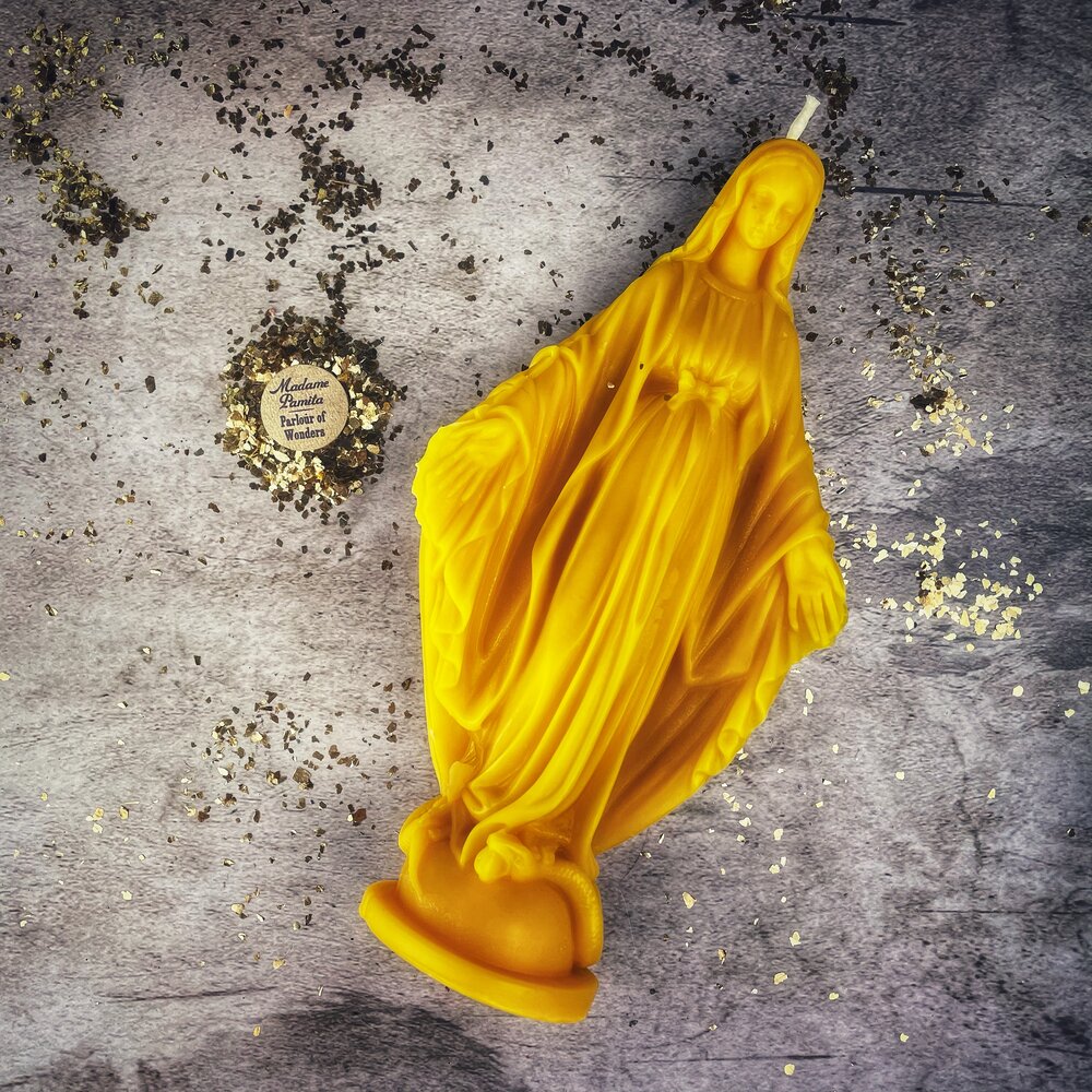 Beeswax Queen of Heaven Spell Candle - Divine Protection & Unconditional Love Magic by Parlour of Wonders