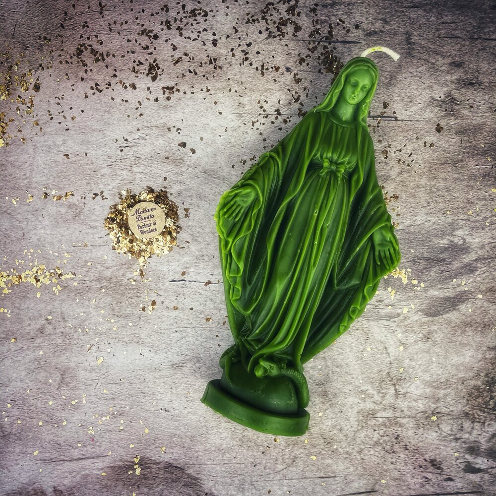Beeswax Queen of Heaven Spell Candle - Divine Protection & Unconditional Love Magic by Parlour of Wonders