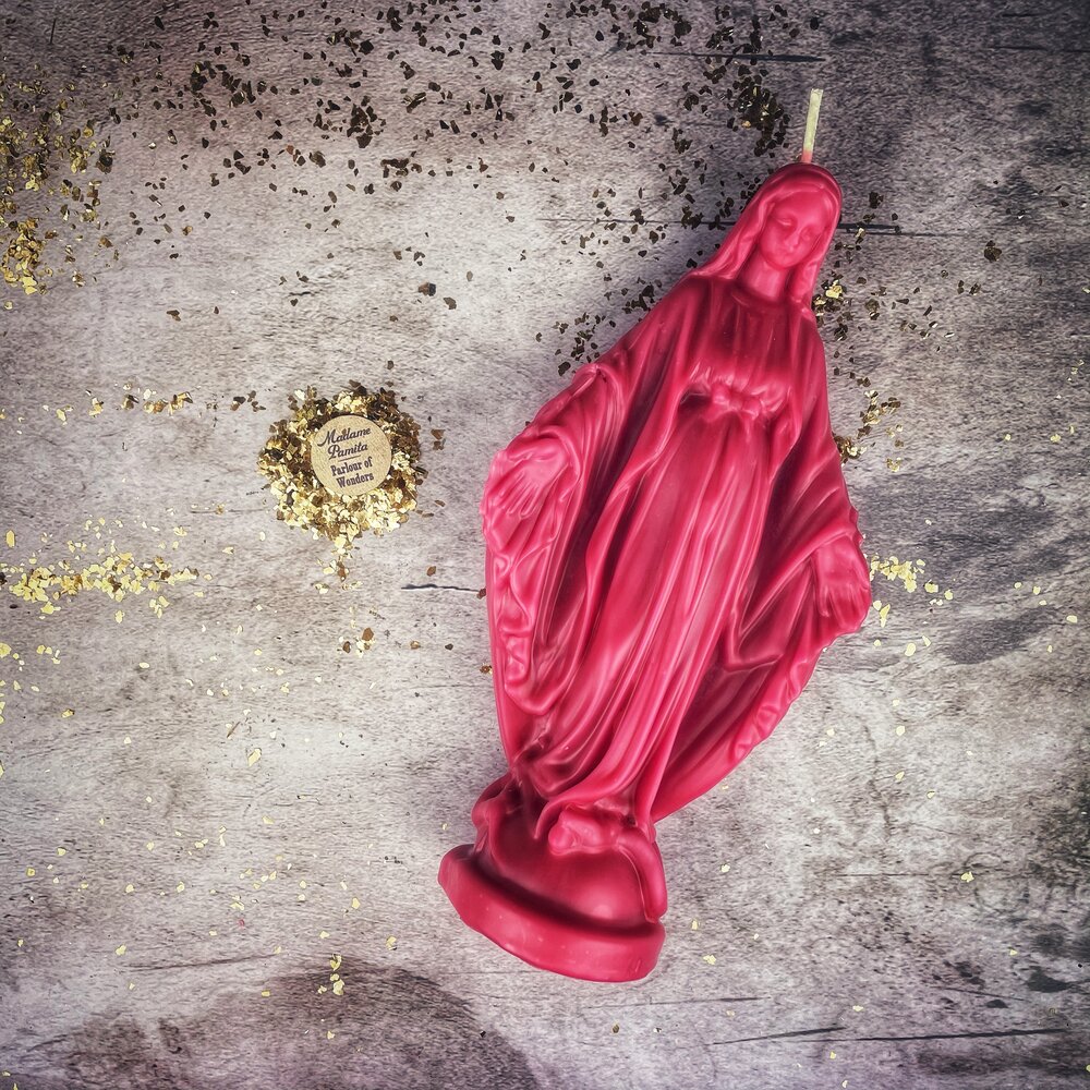 Beeswax Queen of Heaven Spell Candle - Divine Protection & Unconditional Love Magic by Parlour of Wonders