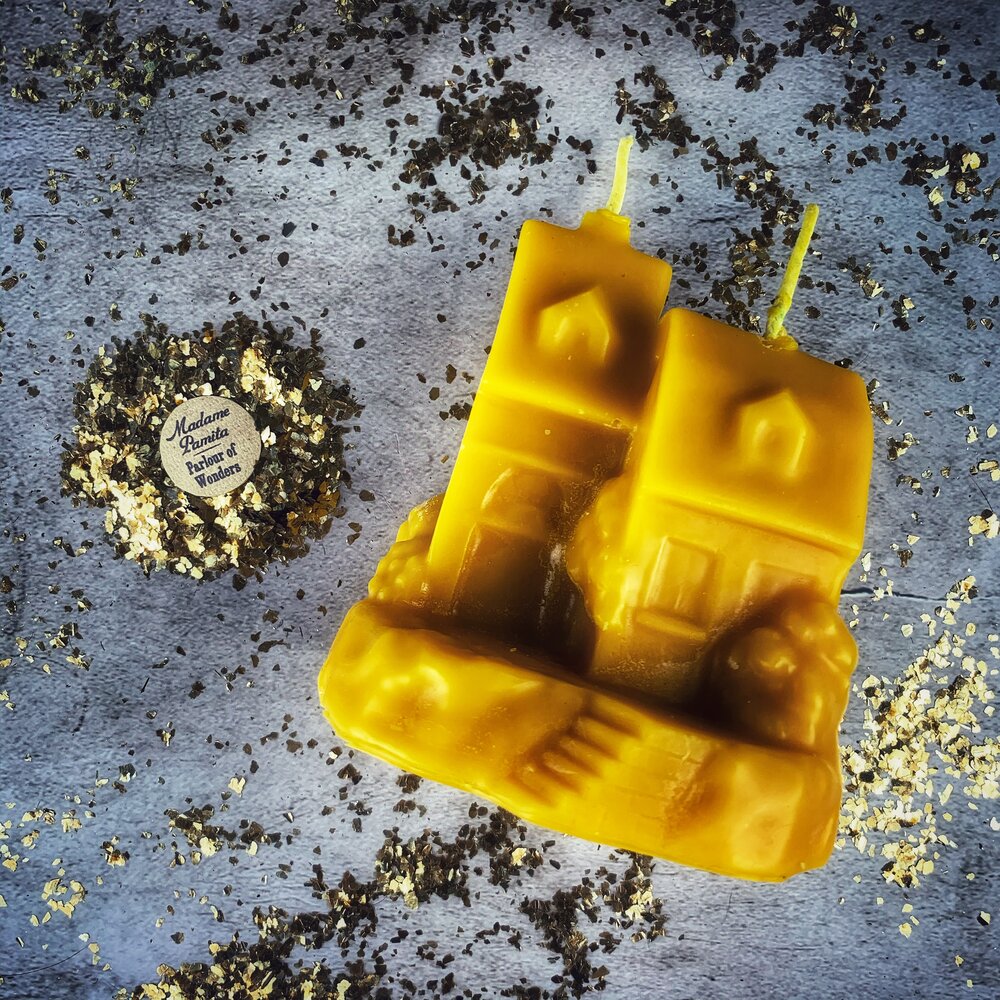 Beeswax Happy House Spell Candle - Home Protection, Harmony & Blessings Magic by Parlour of Wonders