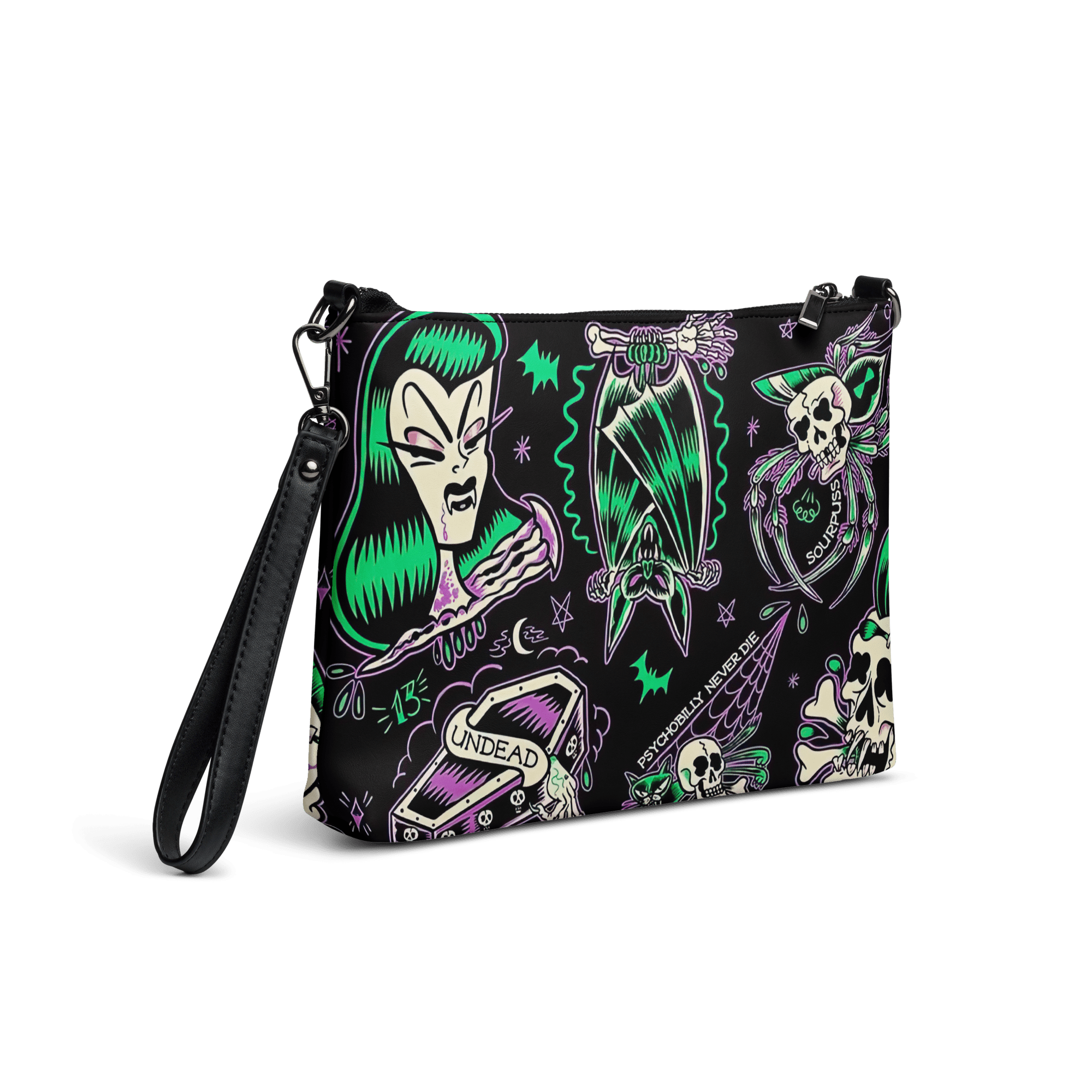 Psychobilly Blast Crossbody Bag by Goth Cloth Co.