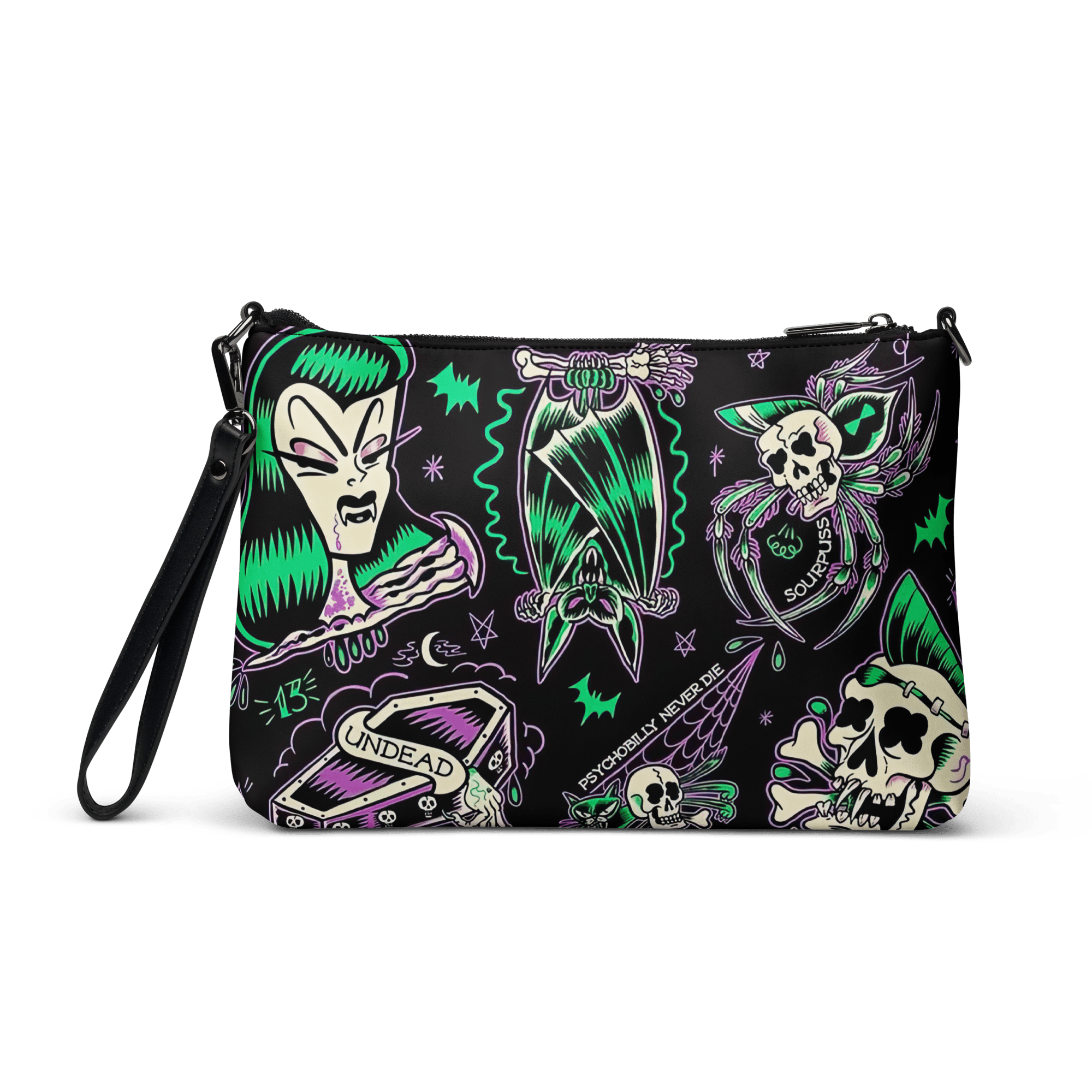 Psychobilly Blast Crossbody Bag by Goth Cloth Co.