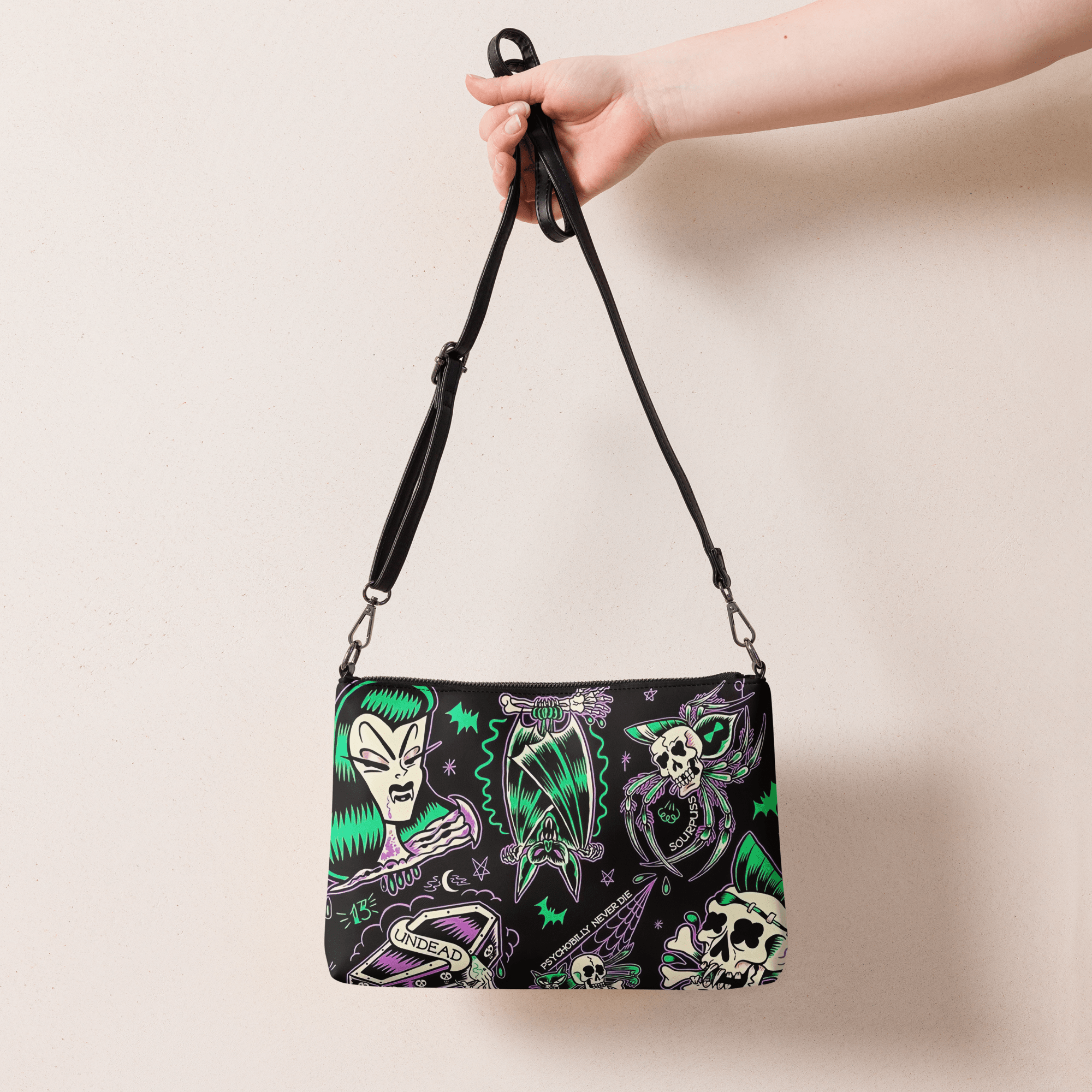 Psychobilly Blast Crossbody Bag by Goth Cloth Co.