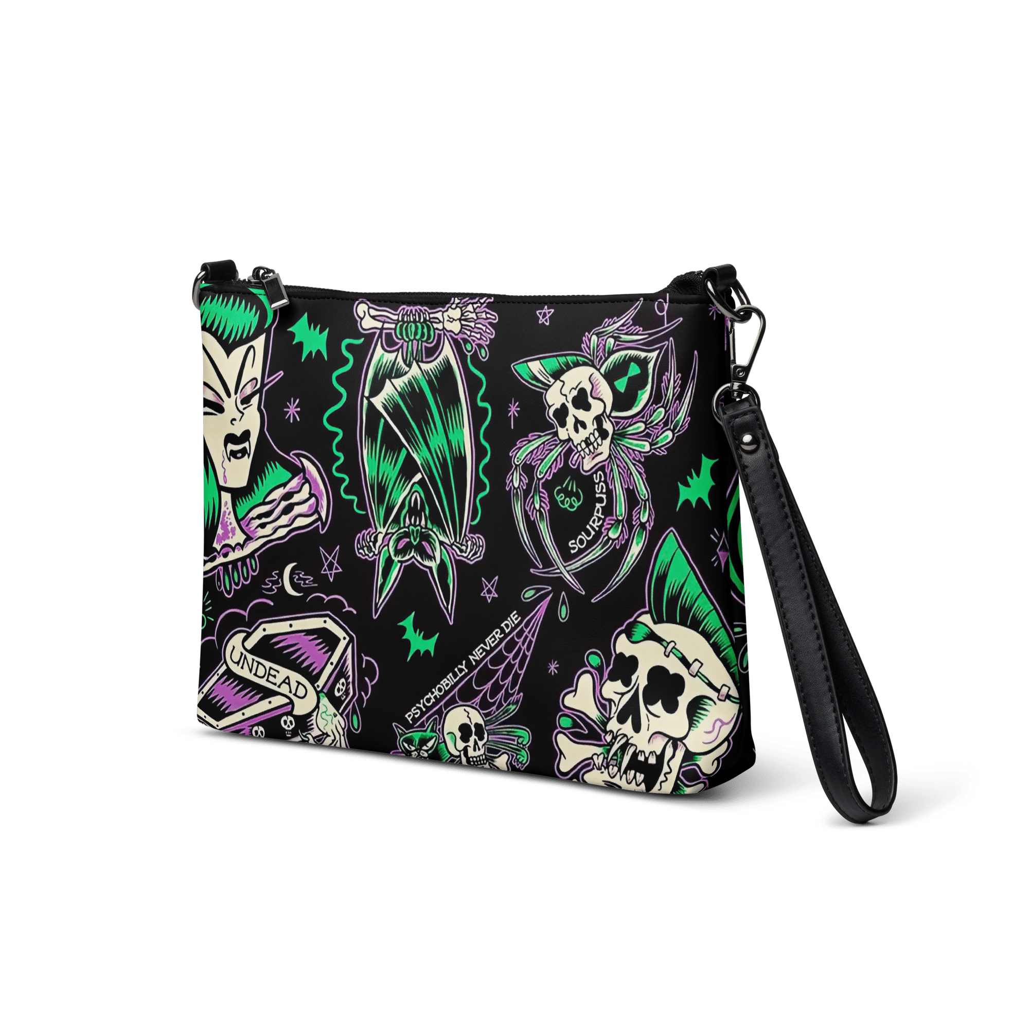 Psychobilly Blast Crossbody Bag by Goth Cloth Co.