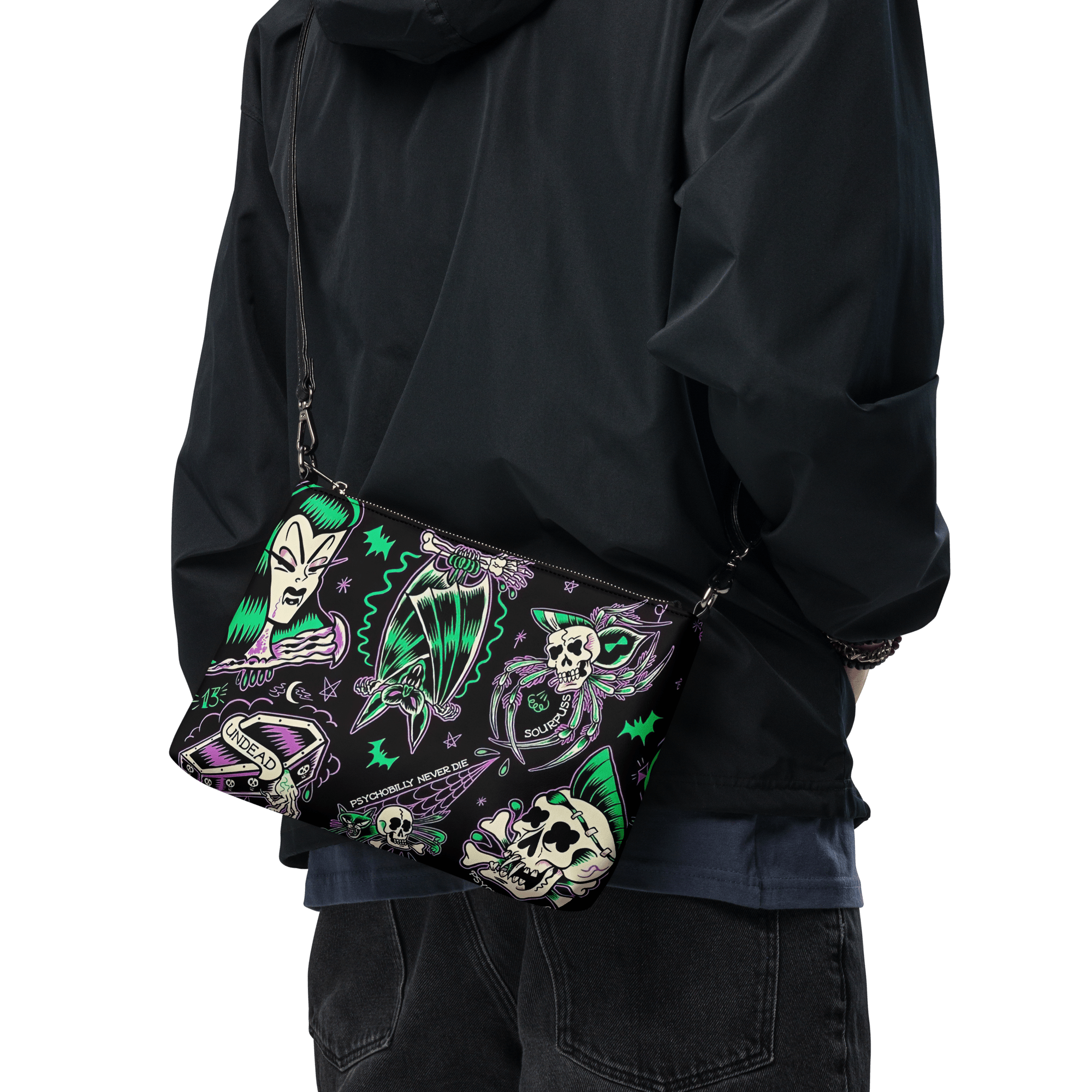 Psychobilly Blast Crossbody Bag by Goth Cloth Co.