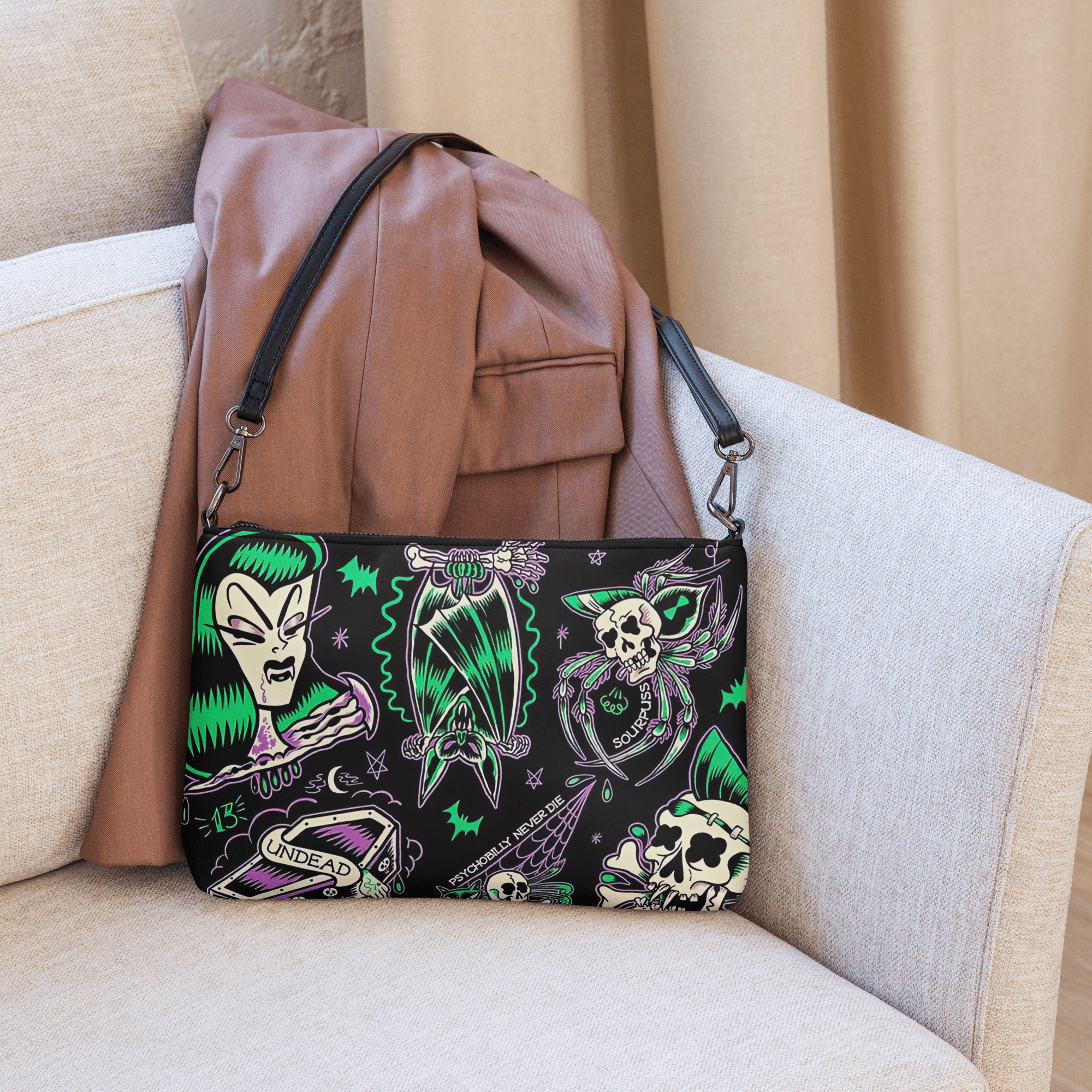 Psychobilly Blast Crossbody Bag by Goth Cloth Co.