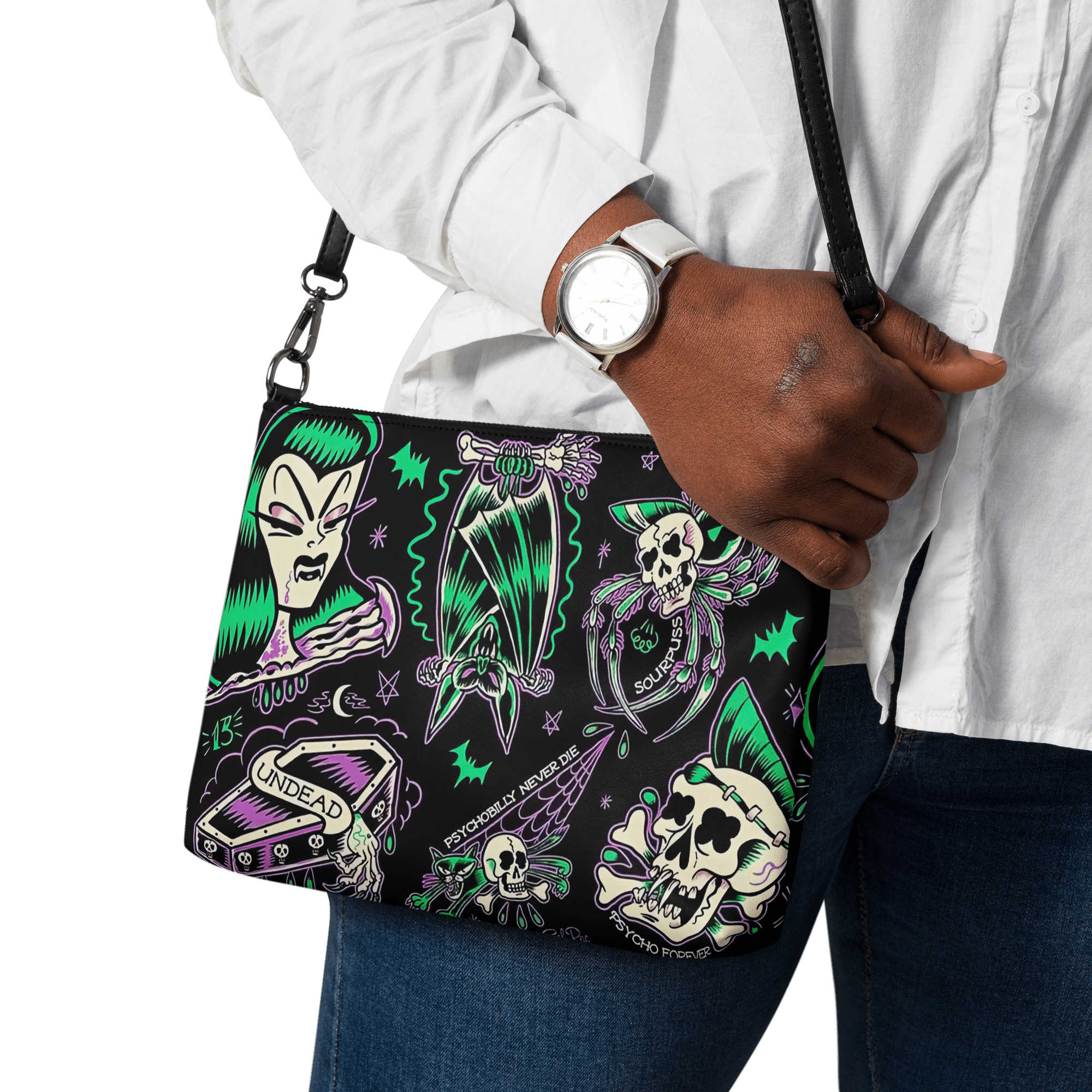Psychobilly Blast Crossbody Bag by Goth Cloth Co.