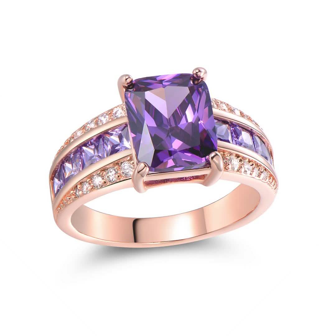 Purple Tanzanite & 18K Rose Gold Princess Cut Ring by DailySale
