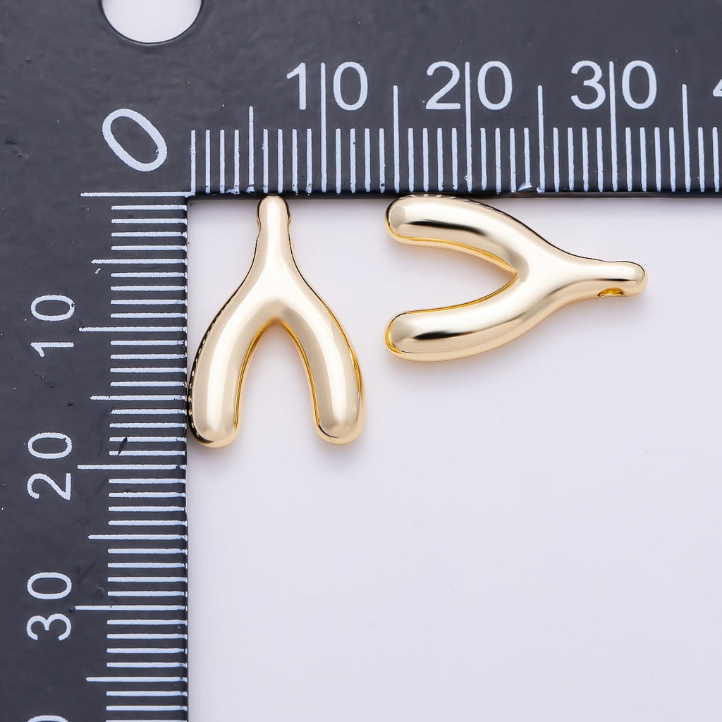 Stainless Steel PVD Gold 18mm Minimalist Lucky Wishbone Pendant in Gold & Silver | Charms-01582 Charms-01583 by DLUXCA