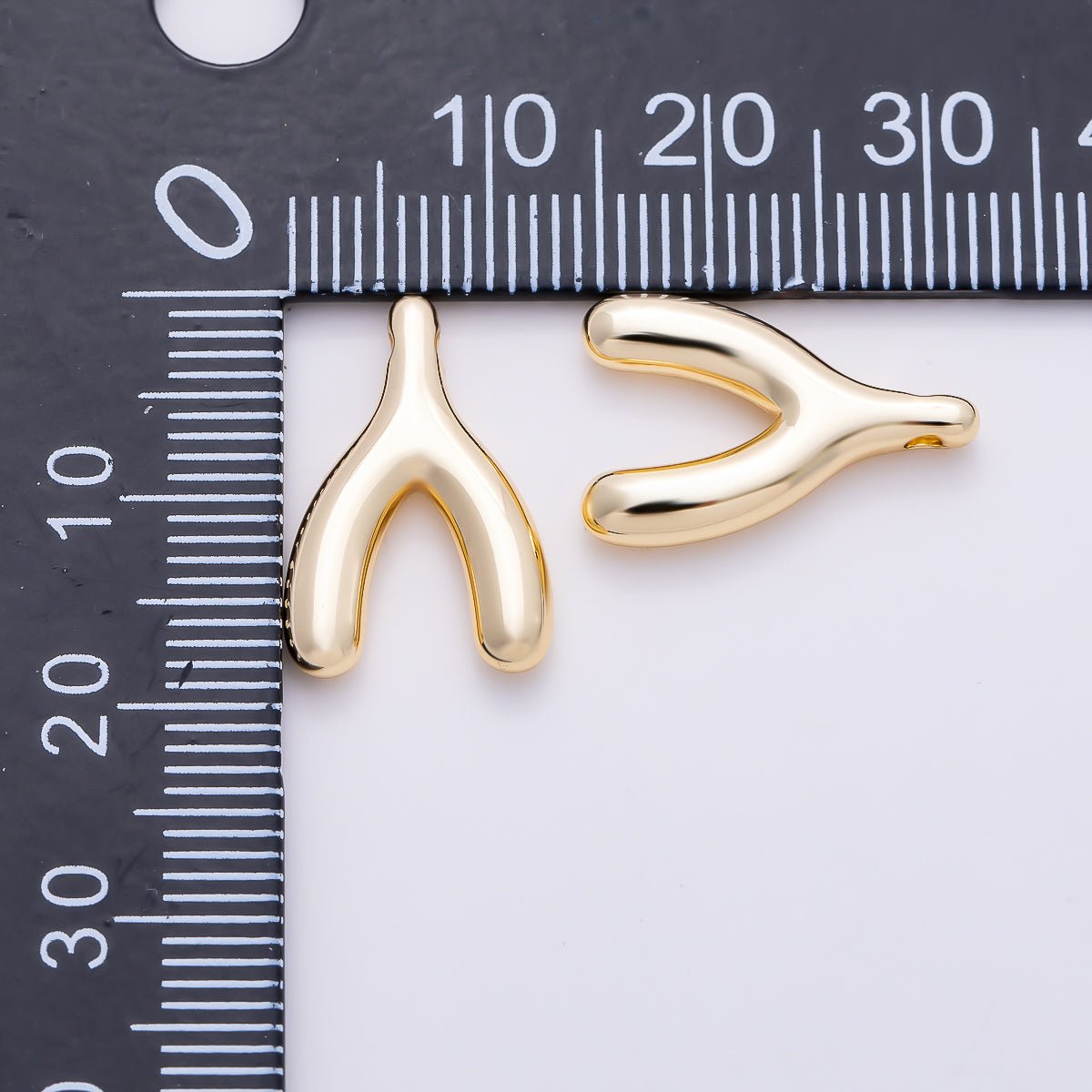 Stainless Steel PVD Gold 18mm Minimalist Lucky Wishbone Pendant in Gold & Silver | Charms-01582 Charms-01583 by DLUXCA