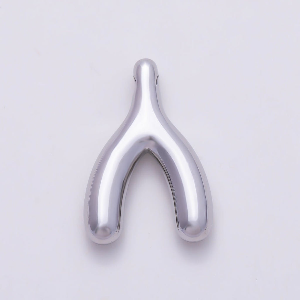 Stainless Steel PVD Gold 18mm Minimalist Lucky Wishbone Pendant in Gold & Silver | Charms-01582 Charms-01583 by DLUXCA